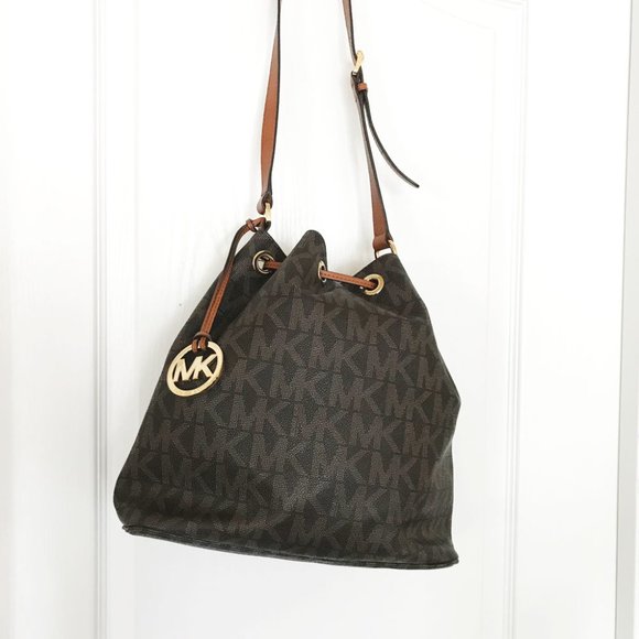 Michael Kors Brown Logo Print Shoulder Bag - Picture 5 of 8
